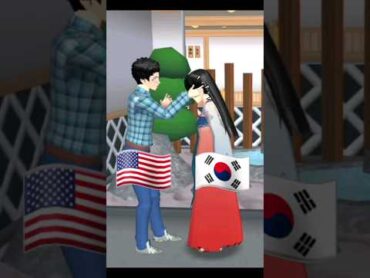 الفرق بين طريقة السلام في كوريا وامريكا😂🇰🇷🇺🇲ساكورا سكول sakuraschool sakuraschoolsimulator