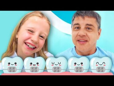 بابا يخبر ناستيا بأهمية تقويم الأسنان! فيديو تعليمي للأطفال