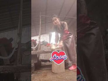 دختری اردک را ذبح می کند