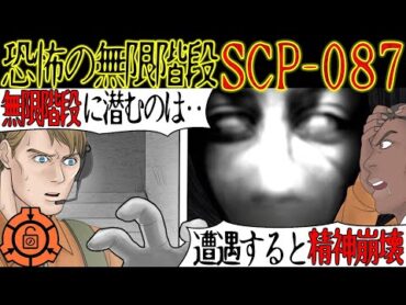 【SCPシリーズ】無限に続く13階段『SCP087』を撮影しながら降りると、とんでもない恐怖の存在が・・・『吹き抜けた階段』【漫画動画】
