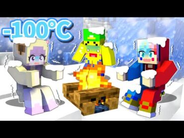 100℃の寒すぎる世界で本気で生き延びるマインクラフト🥶❄️【マイクラ Minecraft】ぽっぴんず