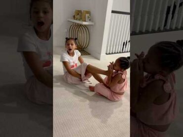 Dad catches daughter making little sister kiss her feet shorts