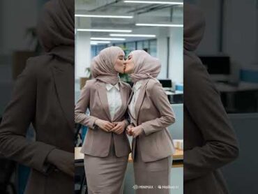 Sweet kiss of twins hijab women 01 lesbian kissing  woman hijab twins