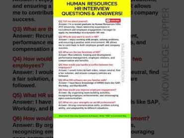 Human Resources HR Interview Questions and Answers